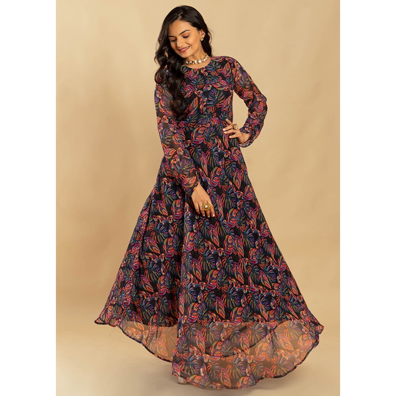Multicolor Georgette Long Dress - JD986584570