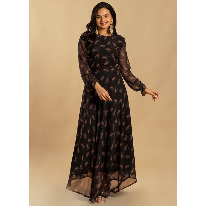 Multicolor Georgette Long Dress - JD986584572