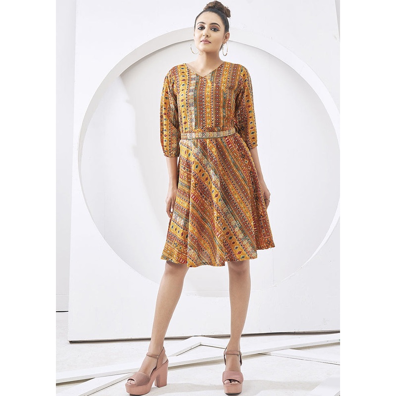 Mustard Readymade Cotton Kurti - JD986584564