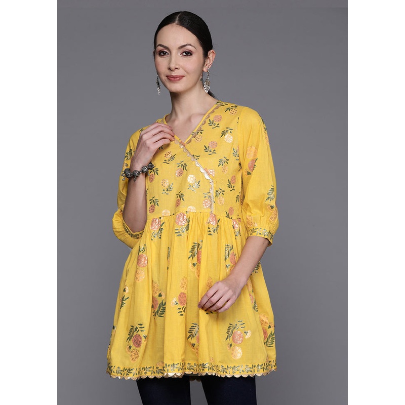 Mustard Readymade Cotton Tunic - JD986584561