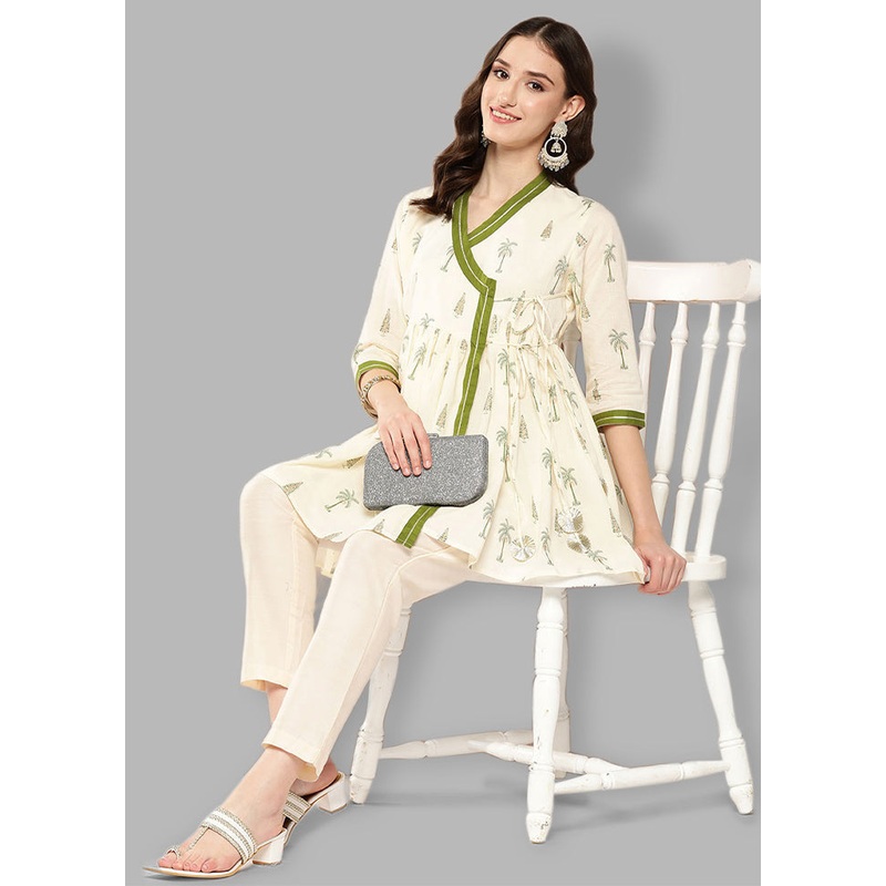 Off White Readymade Cotton Tunic - JD986584545
