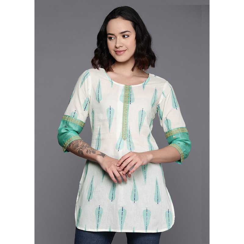 Off White Readymade Cotton Tunic - JD986584546