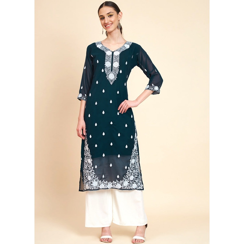 Orange Readymade Georgette Kurti - JD986584533