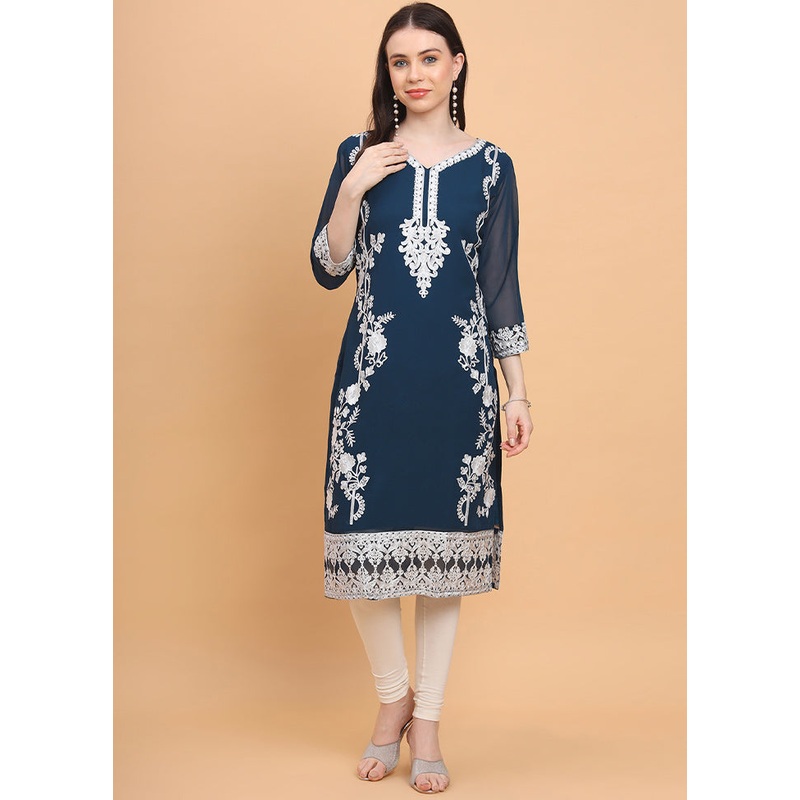 Orange Readymade Georgette Kurti - JD986584534