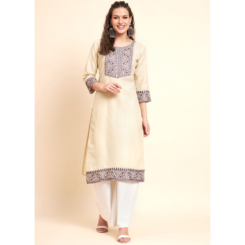 Peach Readymade Cotton Kurti - JD986584529