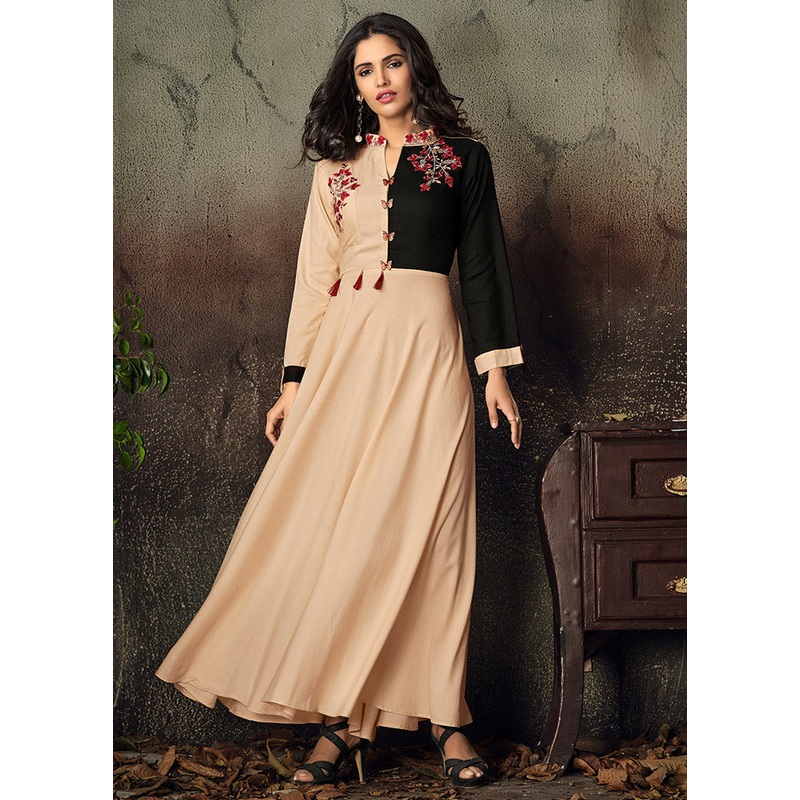 Peach Readymade Rayon Gown - JD986584525