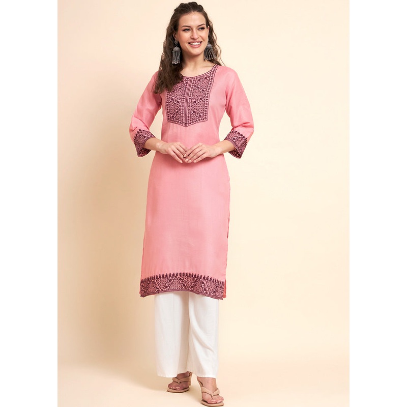 Pink Readymade Cotton Kurti - JD986584513