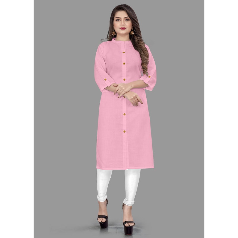 Pink Readymade Cotton Kurti - JD986584515