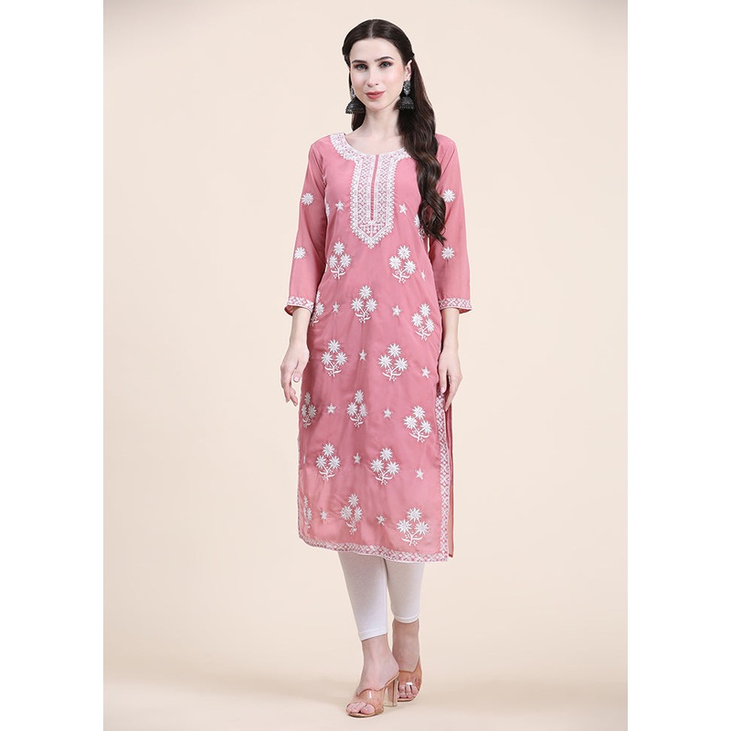 Pink Readymade Cotton Long Kurti - JD986584508