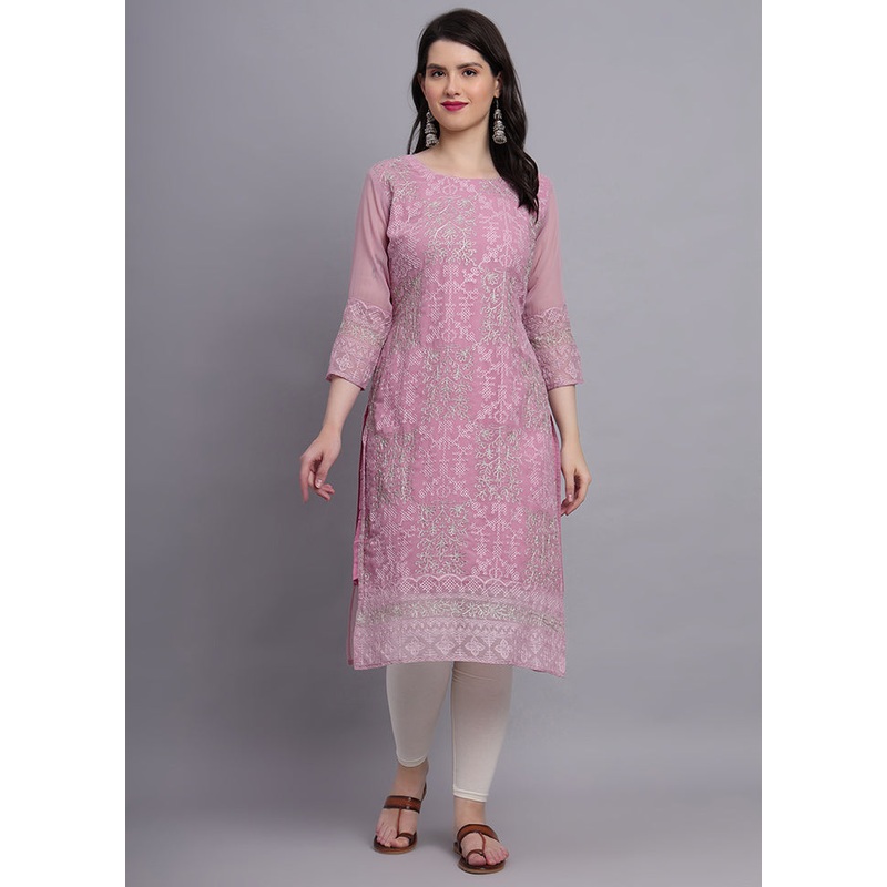 Pink Readymade Georgette Kurti - JD986584504