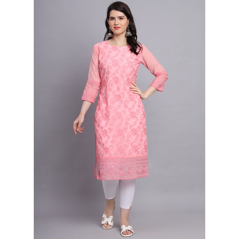 Pink Readymade Georgette Kurti - JD986584505