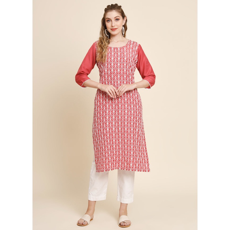 Pink Readymade Georgette Long Kurti - JD986584496