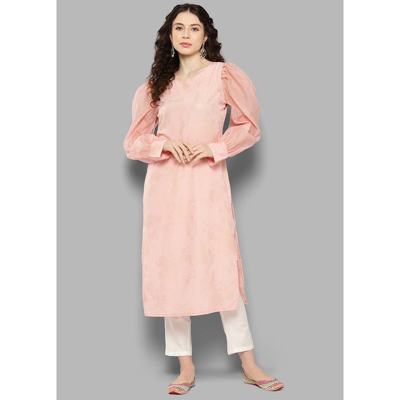 Pink Readymade Silk Kurti - JD986584479