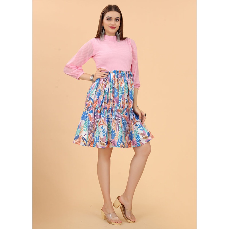 Pink Readymade Viscose Dress - JD986584474