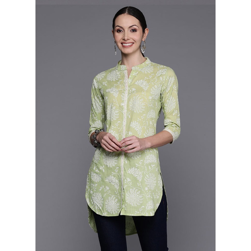 Pista Green Readymade Cotton Tunic - JD986584468