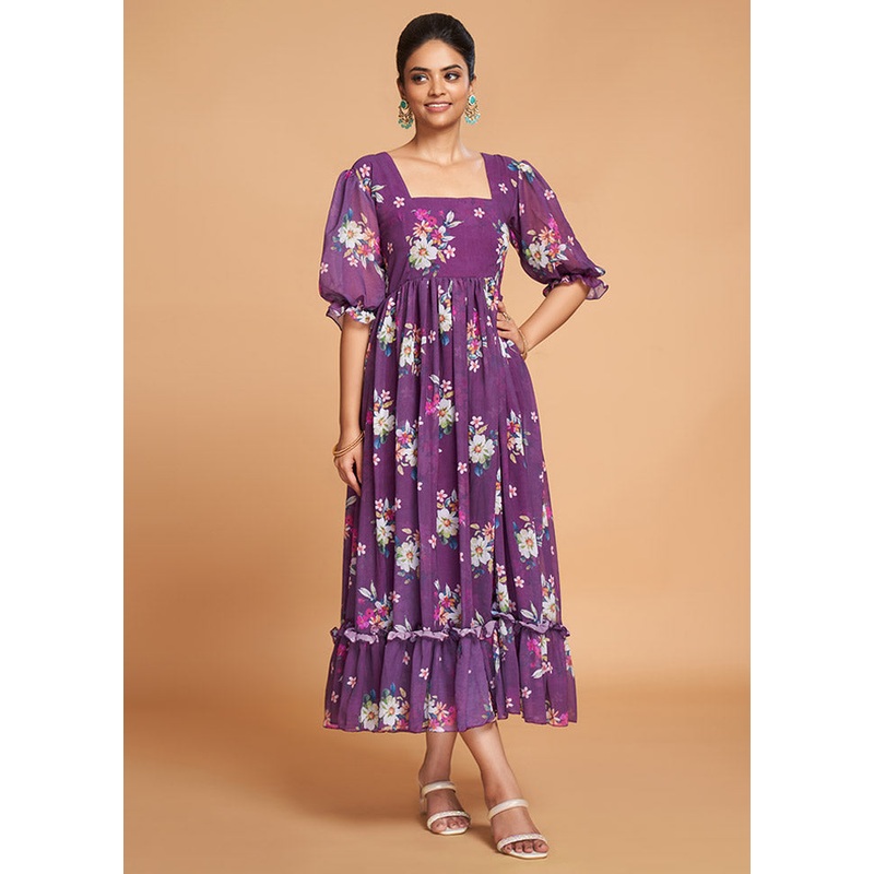 Purple Readymade Georgette Kurti - JD986584450