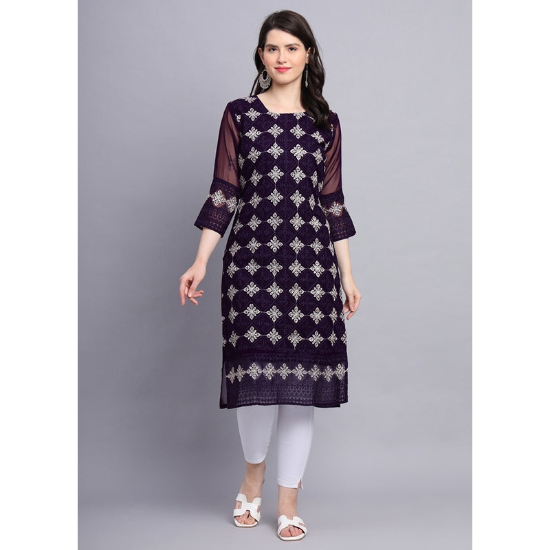 Purple Readymade Georgette Kurti - JD986584451