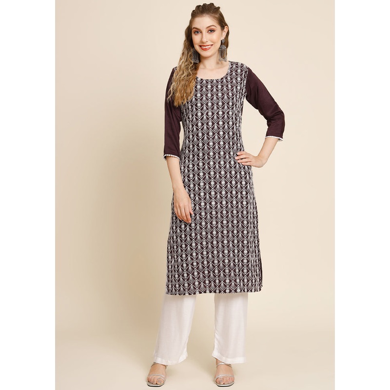 Purple Readymade Georgette Long Kurti - JD986584449