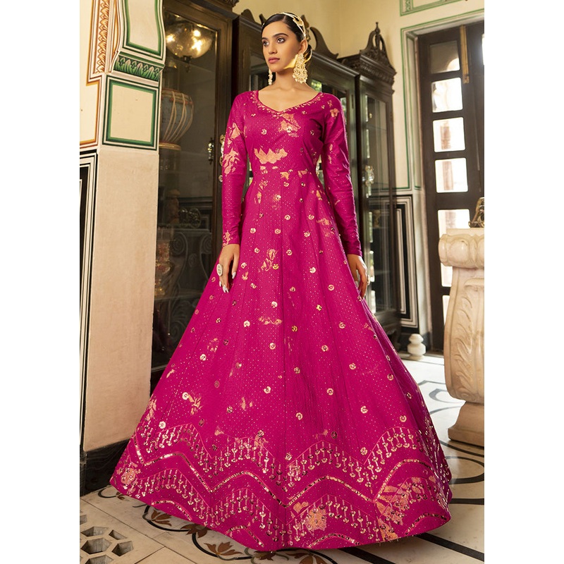 Rani Semi Stitched Cotton Gown - JD986584437