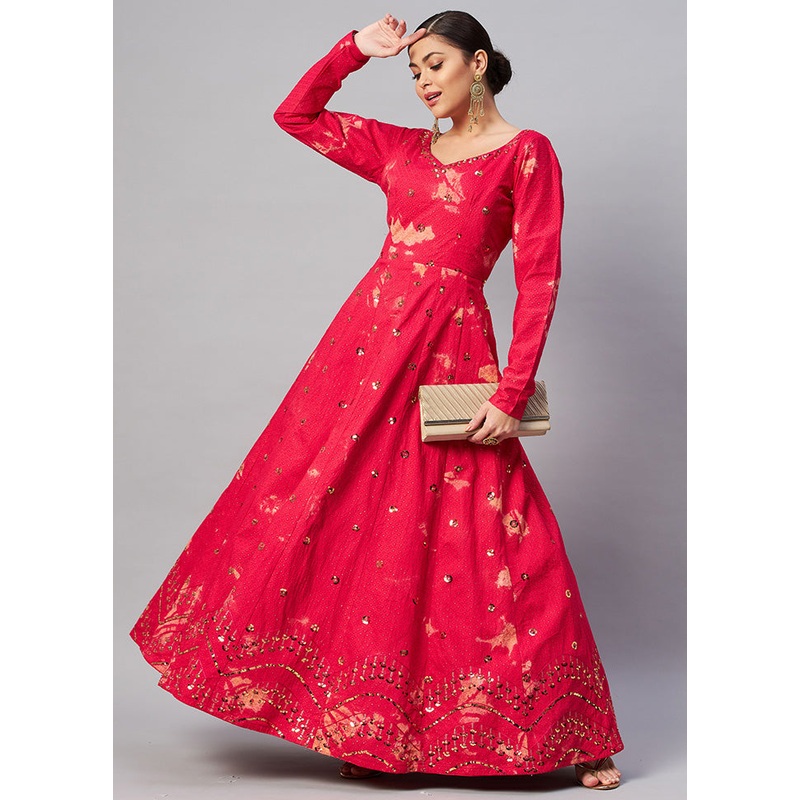 Rani Semi Stitched Cotton Gown - JD986584438