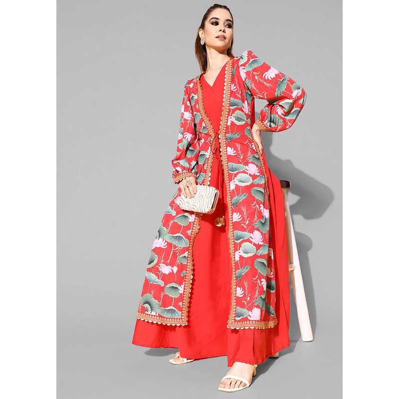 Red Readymade Silk Kurti - JD986584424