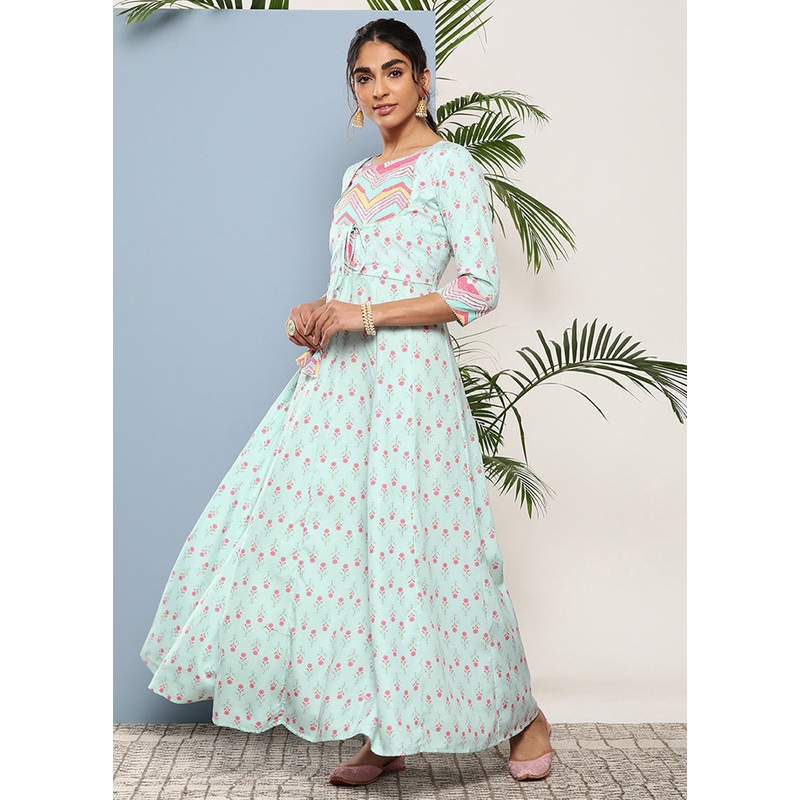 Sea Green Readymade Silk Kurti - JD986584413