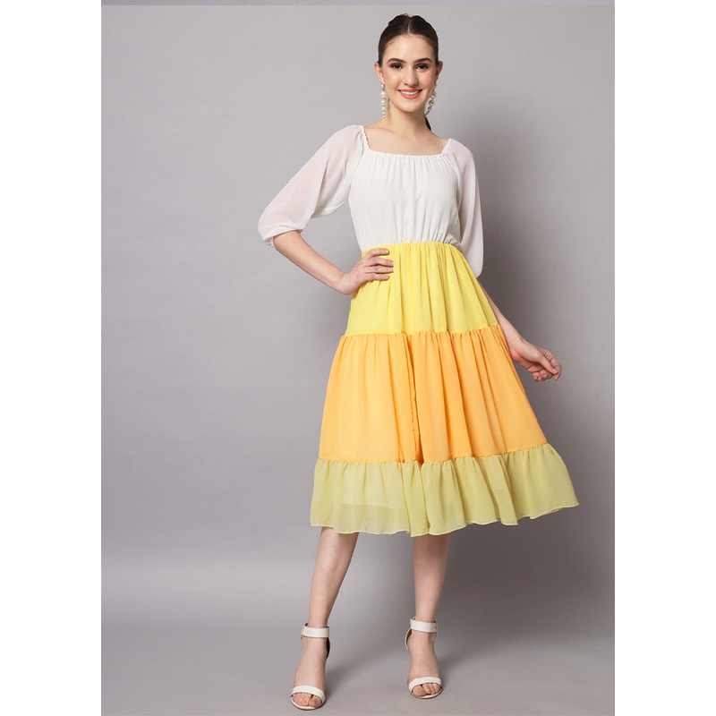 Multicolor Readymade Georgette Indian Dress - JD986584341
