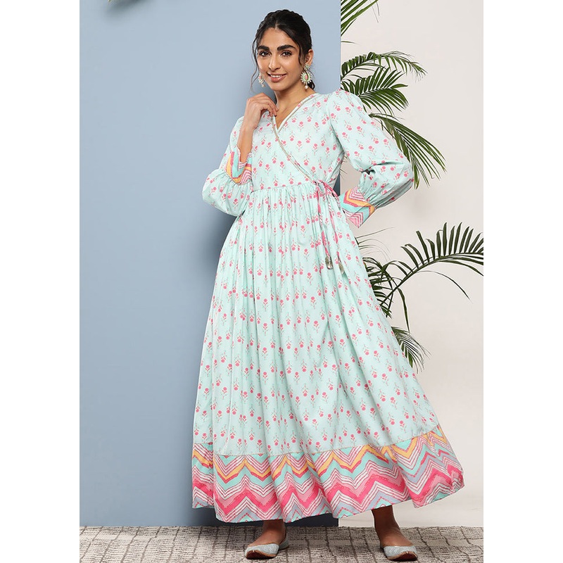 Sea Green Readymade Silk Kurti - JD986584412