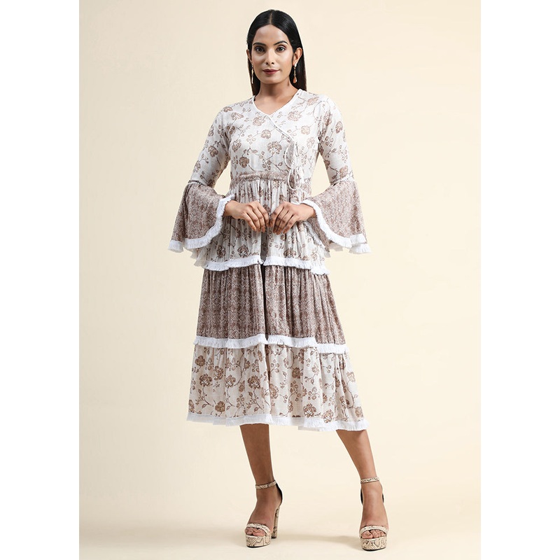 White Readymade Viscose Dress - JD986584381