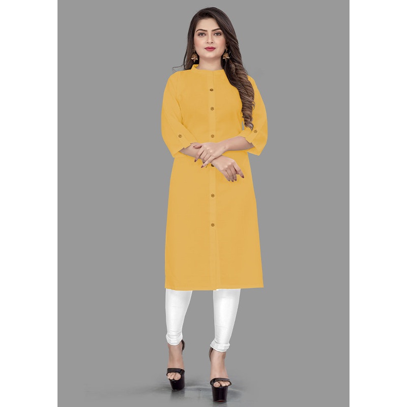 Yellow Readymade Cotton Kurti - JD986584363