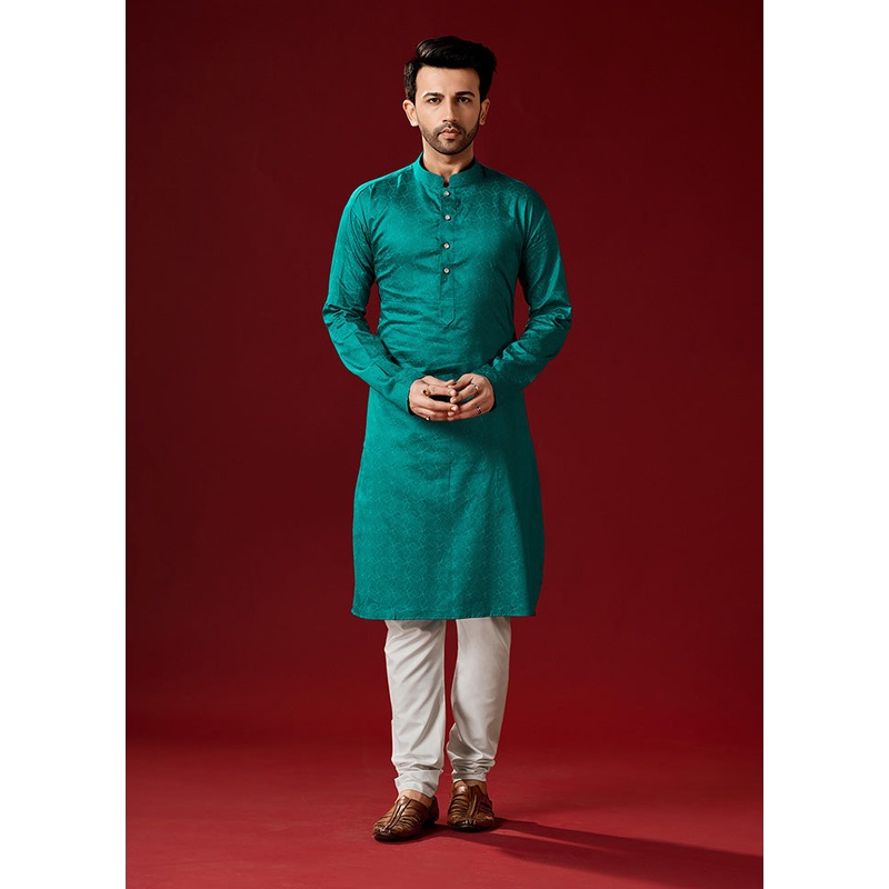 2 Pc Blue Cotton Kurta And Pajama Set - JD986584078