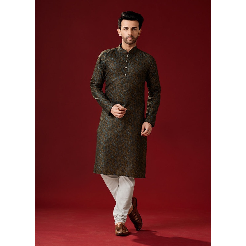 2 Pc Brown Cotton Kurta And Pajama Set - JD986584077