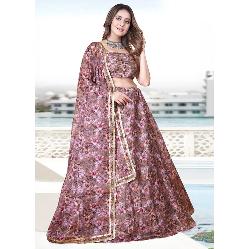 3 Pc Multicolor Net Semi Stitched Lehenga Set - JD986584153