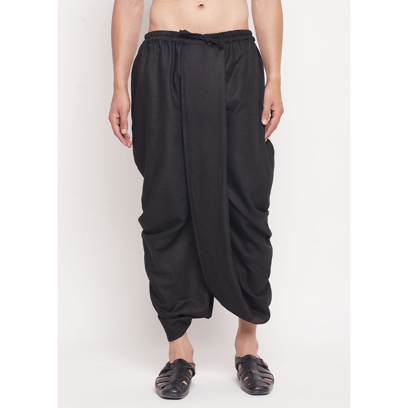 Black Cotton Solid Dhoti - JD986584054