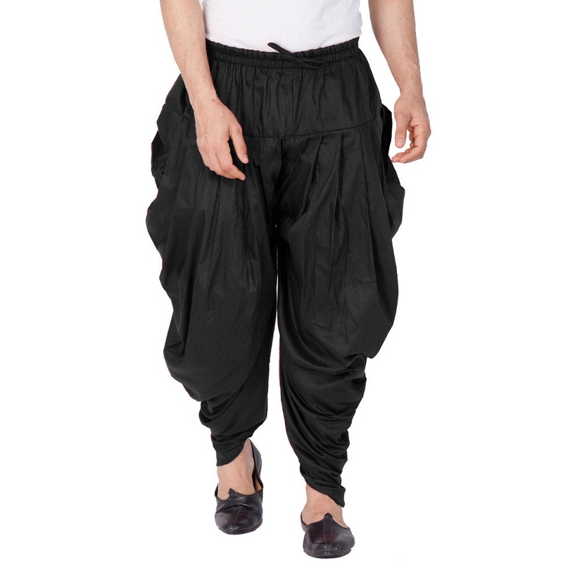 Black Cotton Solid Dhoti - JD986584055