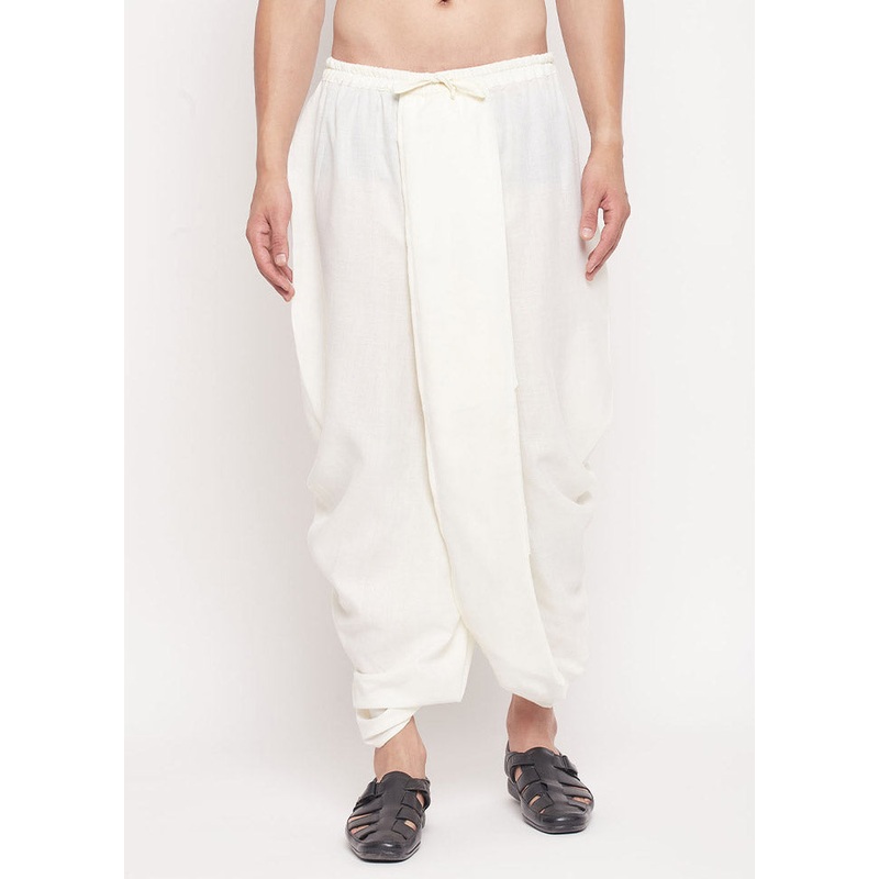 Cream Cotton Solid Dhoti - JD986584044