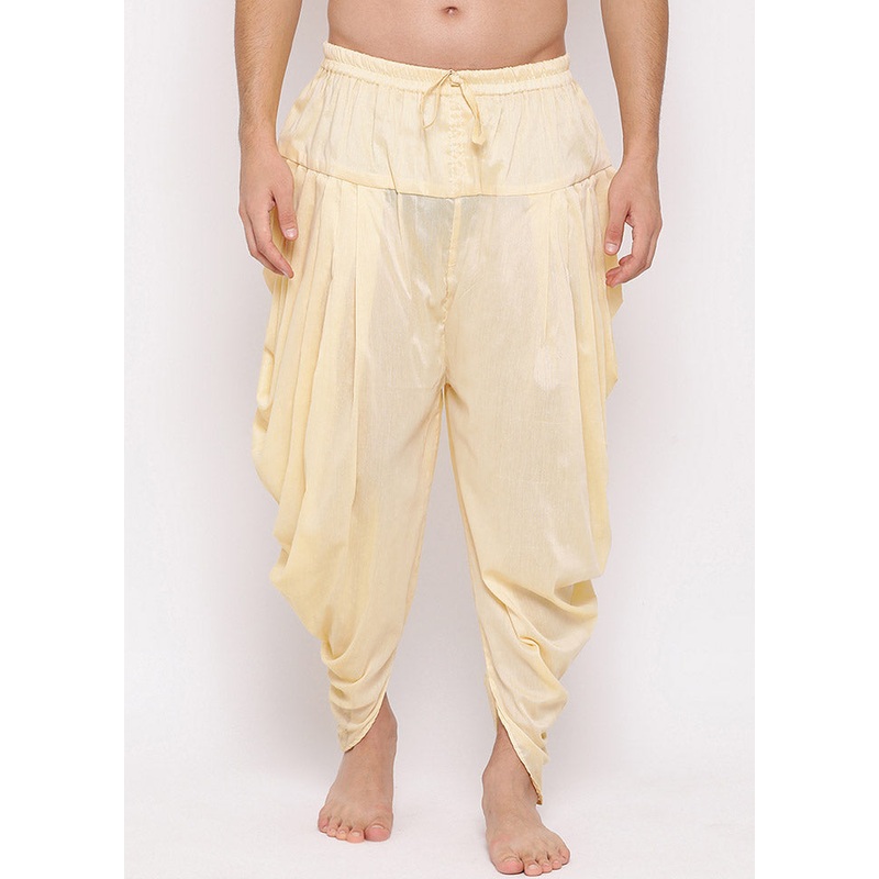 Cream Dupion Silk Solid Dhoti - JD986584041