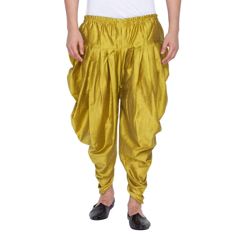Golden Cotton Solid Dhoti - JD986584036