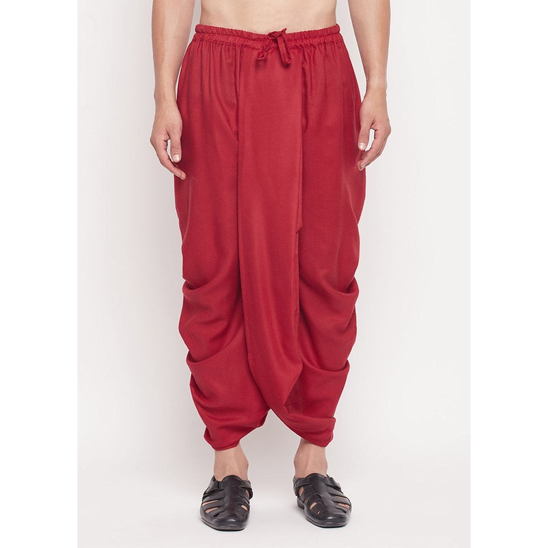 Maroon Cotton Solid Dhoti - JD986584029