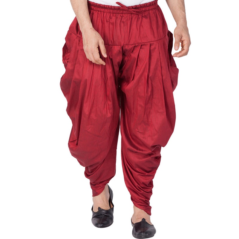 Maroon Cotton Solid Dhoti - JD986584030