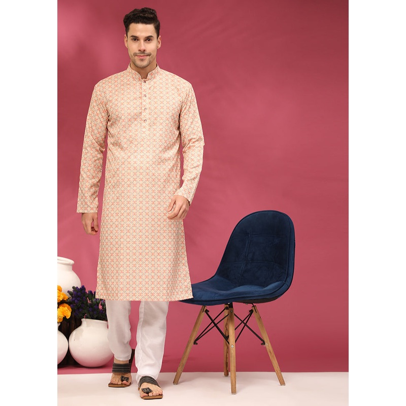 Multicolor Mandarin Collar Dupion Silk Kurta - JD986584012