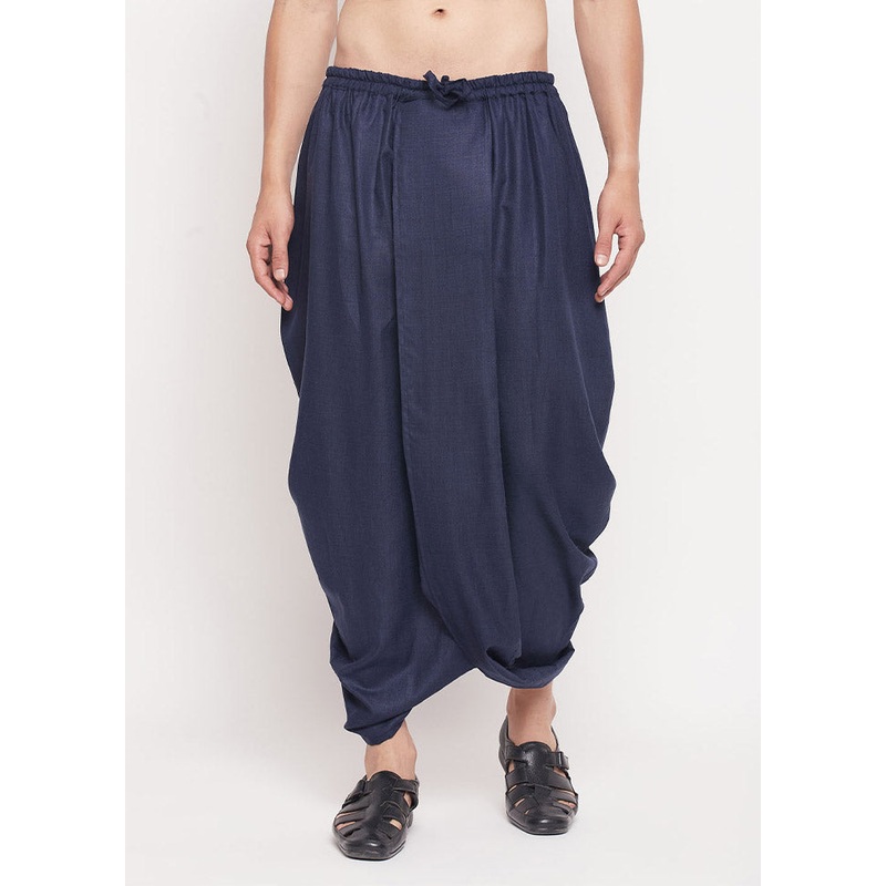 Navy Blue Cotton Solid Dhoti - JD986583999
