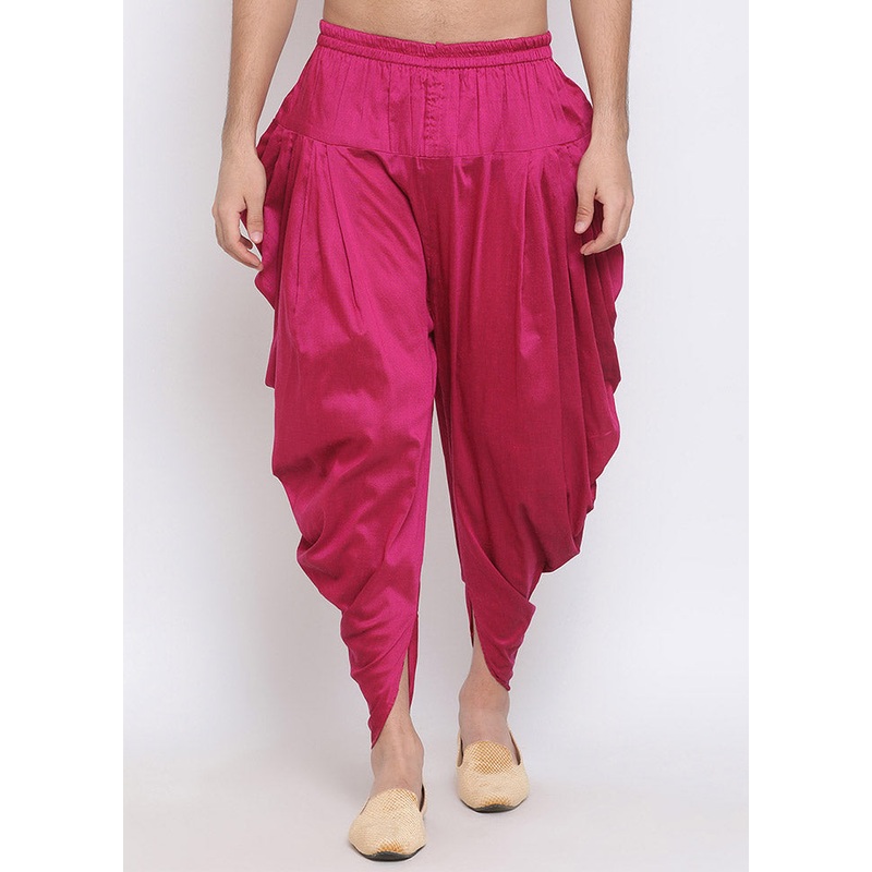 Pink Dupion Silk Solid Dhoti - JD986583995