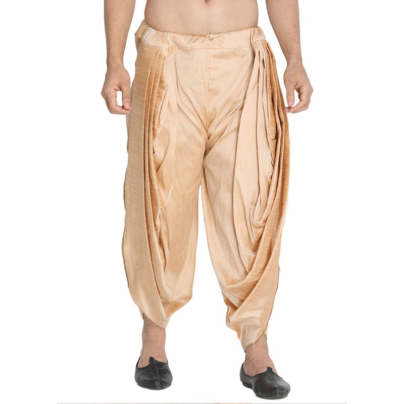 Rose Gold Dupion Silk Solid Dhoti - JD986583988