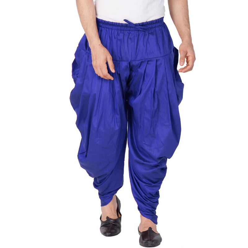 Royal Blue Cotton Solid Dhoti - JD986583984