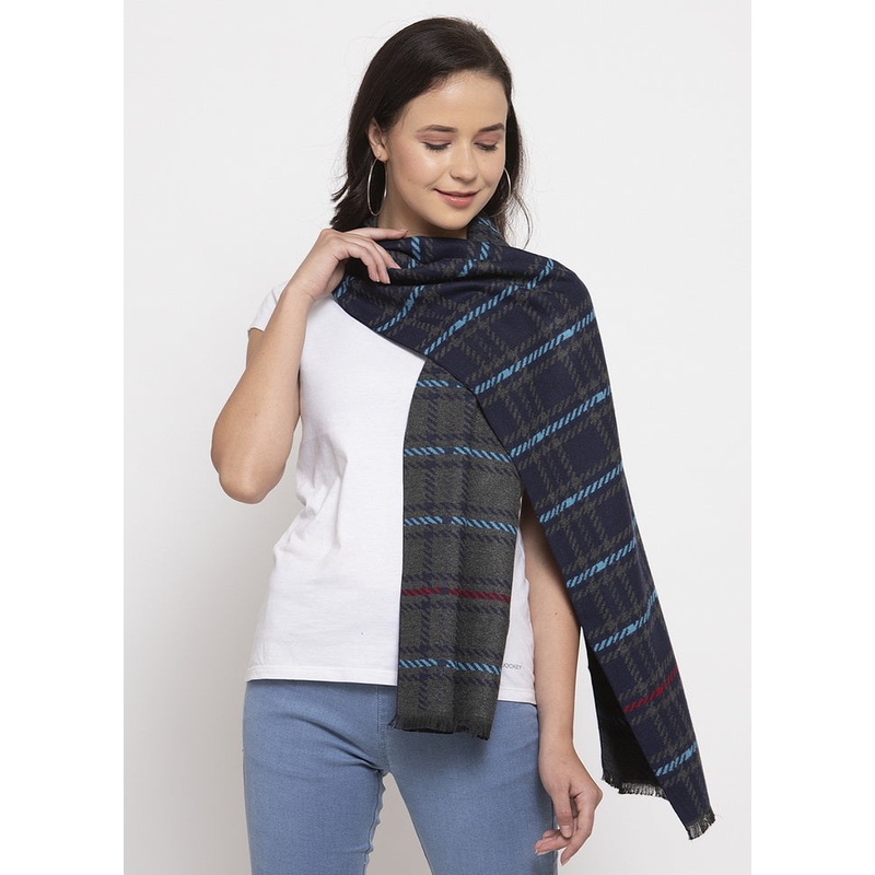 Indigo Blue Zari Woven Ethnic Dupatta - JD986583884