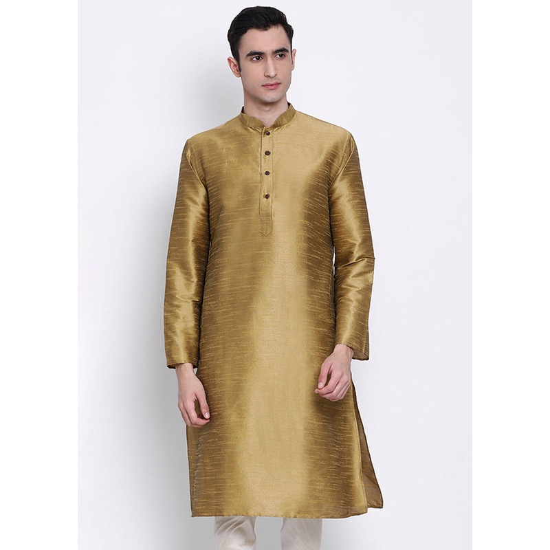 Mehendi Solid Silk Kurta - JD986583929