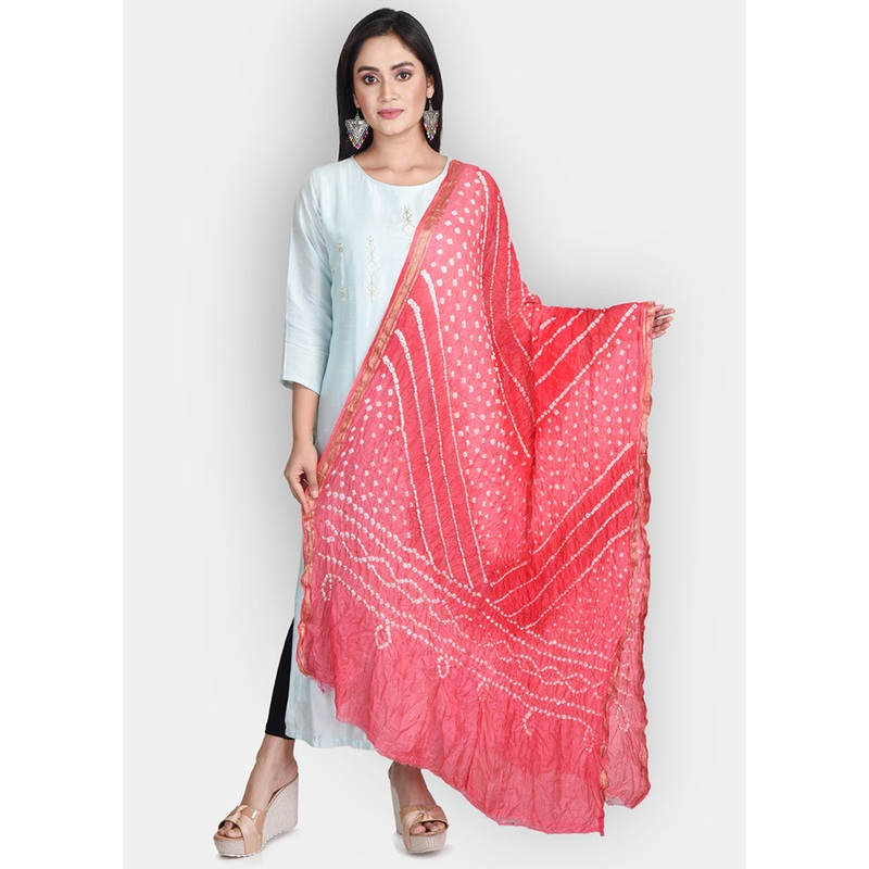 Pink Blended Silk Embroidered Dupatta - JD986583846