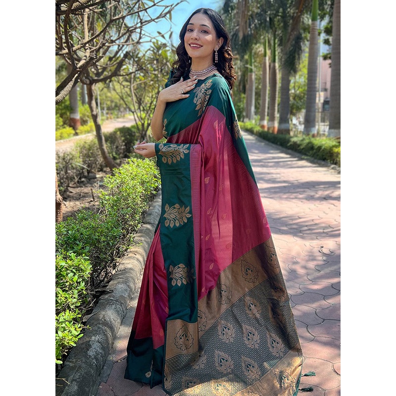 Pink Dupion Silk Saree With Blouse Piece - JD986583800
