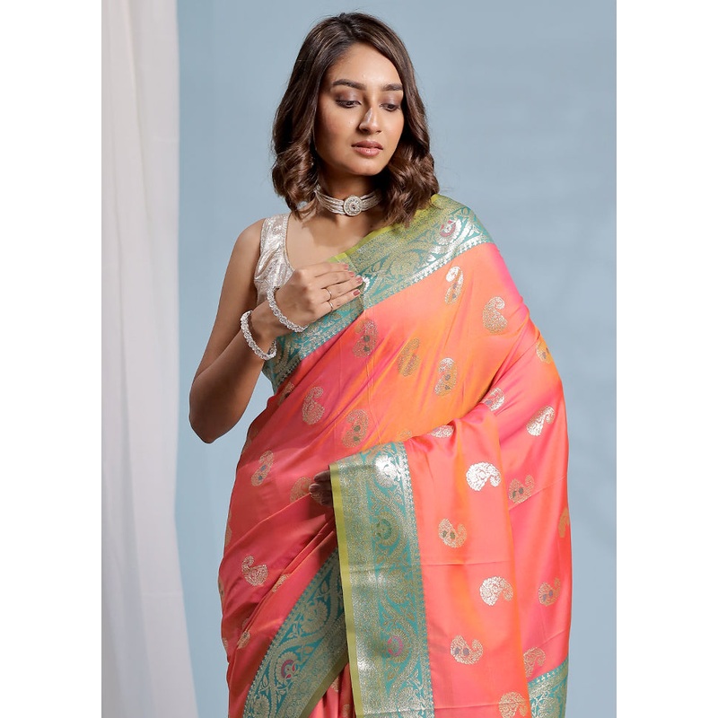 Pink Dupion Silk Saree With Blouse Piece - JD986583838